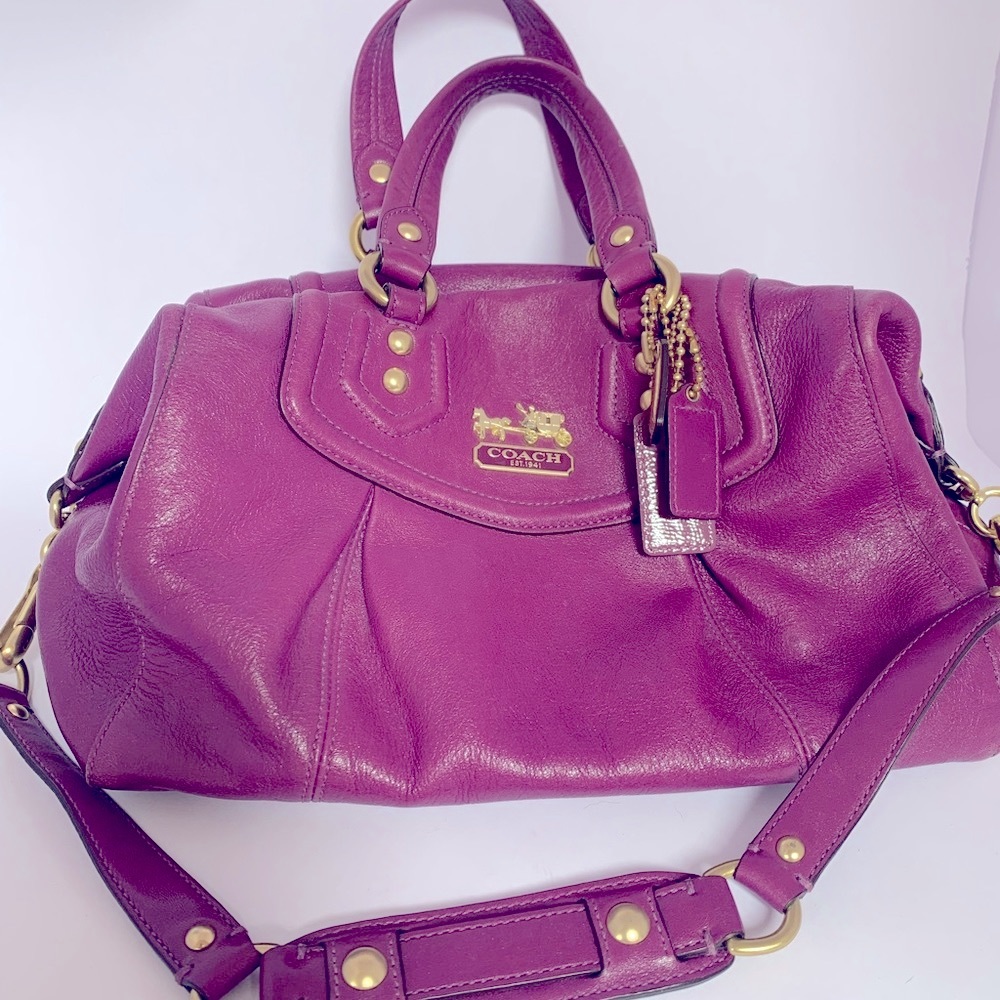 Gorgeous Coach Leather Satchel, $495 retail, Authentic, Raspberry, Gold hardware
